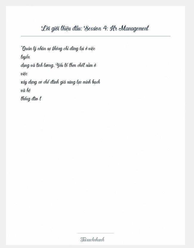 Trích đoạn Session 4: Hr Management