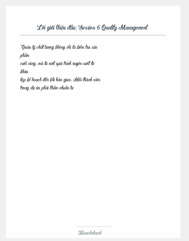 Trích đoạn Session 6 Quality Management