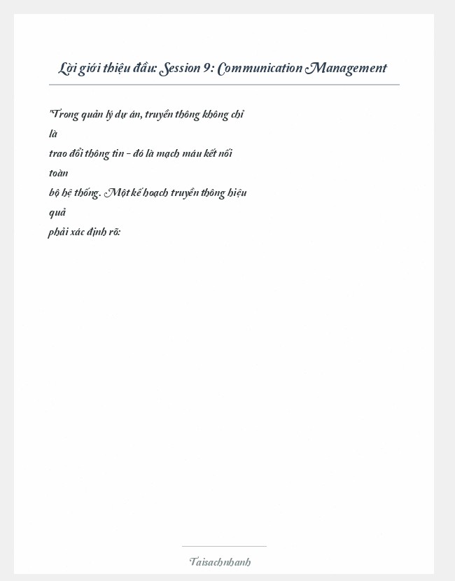 Trích đoạn Session 9: Communication Management