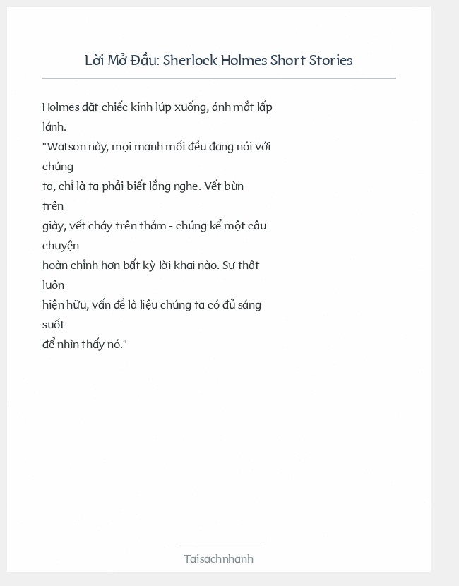 Trích đoạn Sherlock Holmes Short Stories