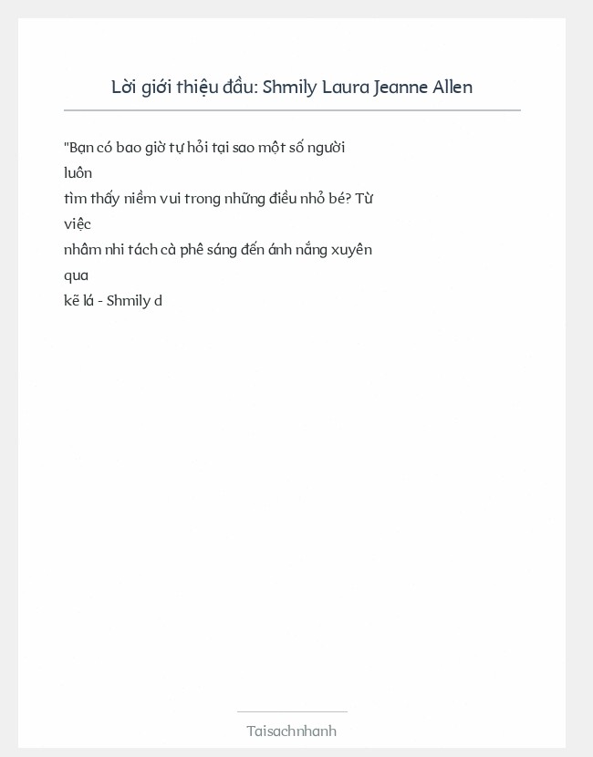 Trích đoạn Shmily Laura Jeanne Allen