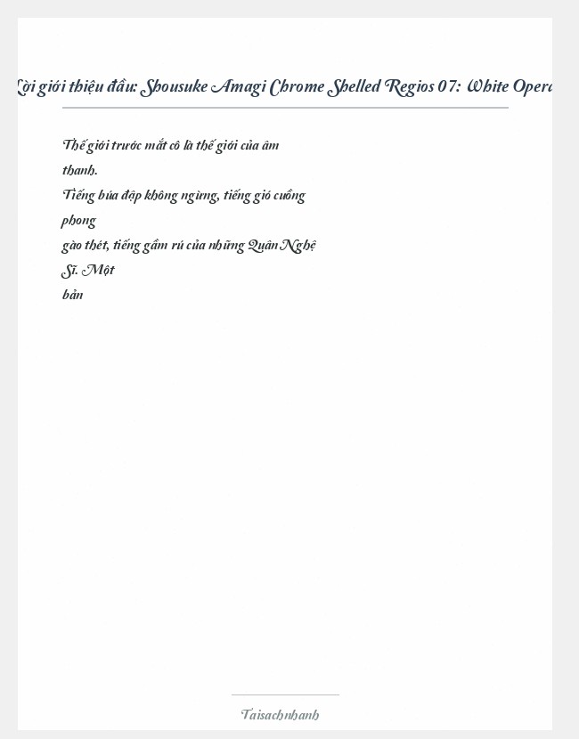 Trích đoạn Shousuke Amagi Chrome Shelled Regios 07: White Opera