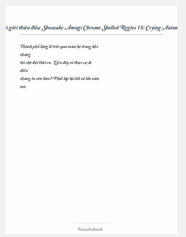 Trích đoạn Shousuke Amagi Chrome Shelled Regios 18: Crying Autumn