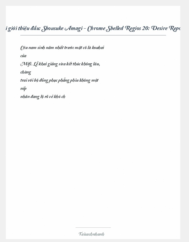 Trích đoạn Shousuke Amagi - Chrome Shelled Regios 20: Desire Report
