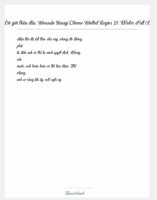 Trích đoạn Shousuke Amagi Chrome Shelled Regios 21: Winter Fall (I)