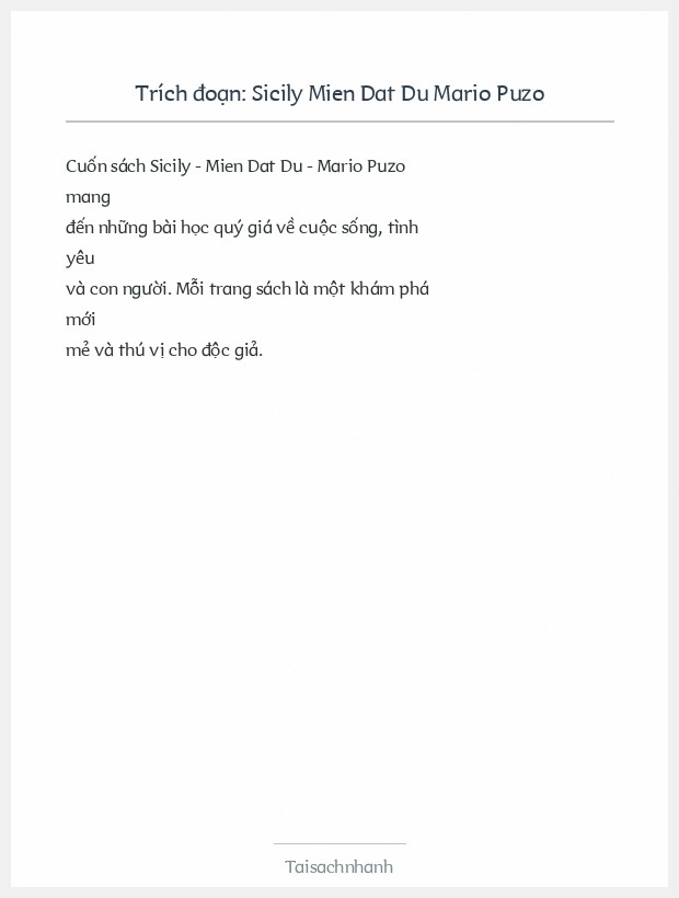 Trích đoạn Sicily Mien Dat Du Mario Puzo