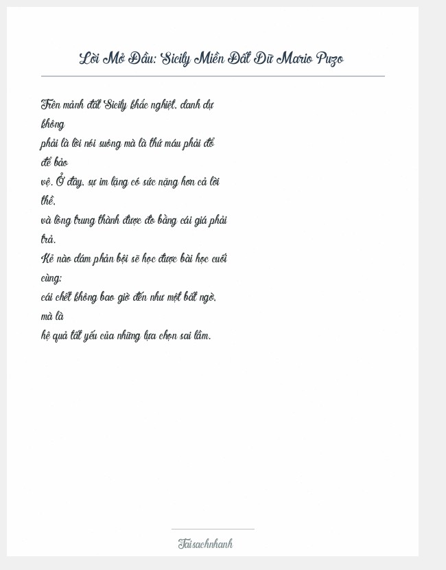 Trích đoạn Sicily Miền Đất Dữ Mario Puzo