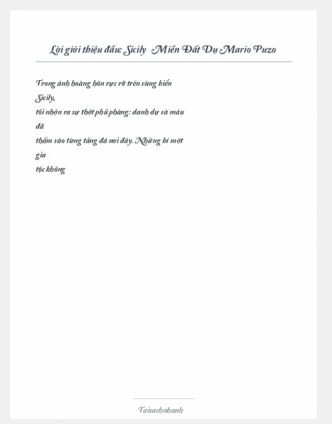 Trích đoạn Sicily – Miền Đất Dụ Mario Puzo