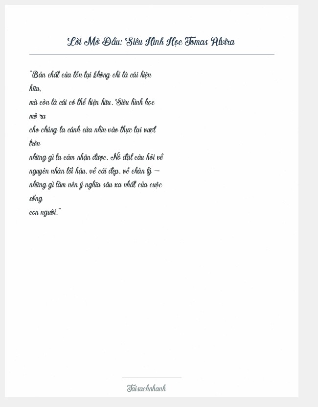 Trích đoạn Siêu Hình Học Tomas Alvira