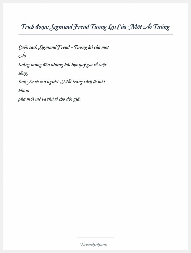 Trích đoạn Sigmund Freud Tương Lai Của Một Ảo Tưởng
