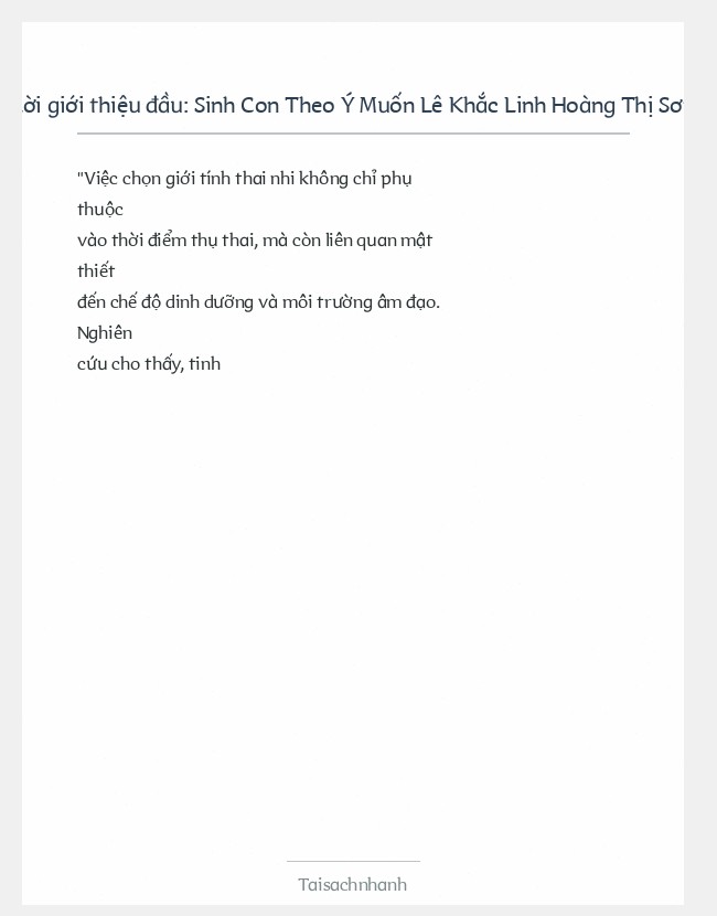 Trích đoạn Sinh Con Theo Ý Muốn Lê Khắc Linh Hoàng Thị Sơn