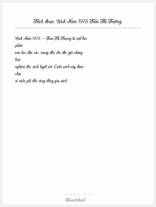 Trích đoạn Sinh Năm 1975 Trần Thị Trường