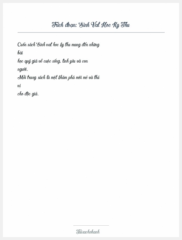 Trích đoạn Sinh Vat Hoc Ky Thu