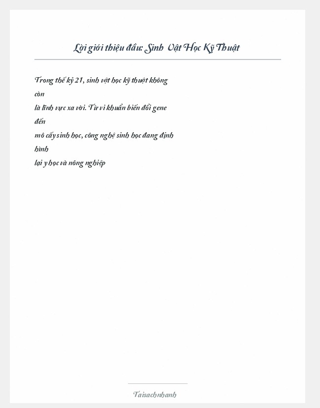 Trích đoạn Sinh Vật Học Kỹ Thuật