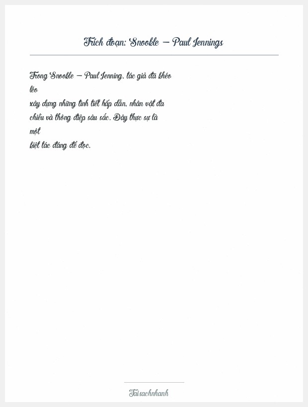 Trích đoạn Snookle - Paul Jennings
