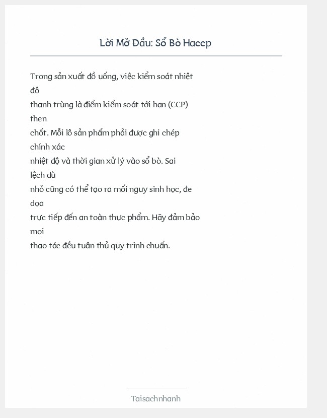 Trích đoạn Sổ Bò Haccp