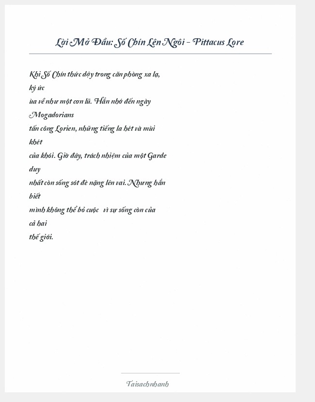 Trích đoạn Số Chín Lên Ngôi - Pittacus Lore