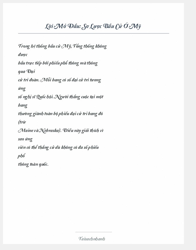 Trích đoạn Sơ Lược Bầu Cử Ở Mỹ
