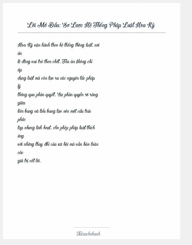 Trích đoạn Sơ Lược Hệ Thống Pháp Luật Hoa Kỳ
