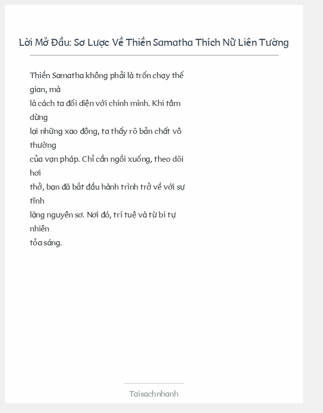 Trích đoạn Sơ Lược Về Thiền Samatha Thích Nữ Liên Tường