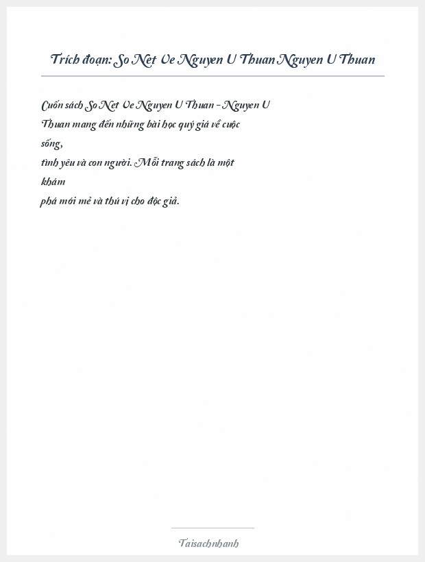 Trích đoạn So Net Ve Nguyen U Thuan Nguyen U Thuan