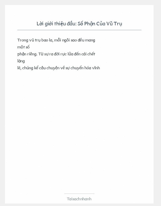 Trích đoạn Số Phận Của Vũ Trụ