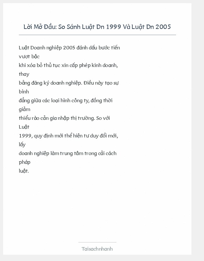 Trích đoạn So Sánh Luật Dn 1999 Và Luật Dn 2005