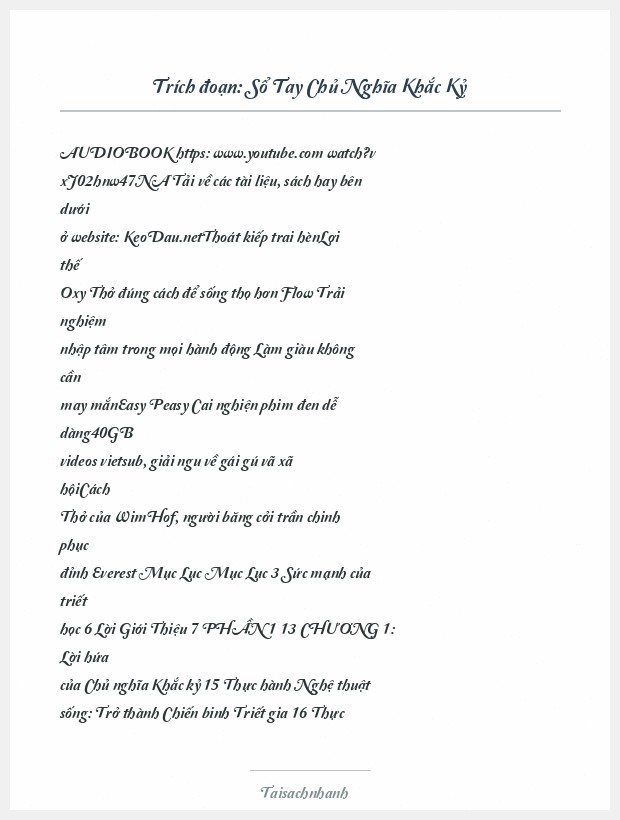 Trích đoạn Sổ Tay Chủ Nghĩa Khắc Kỷ