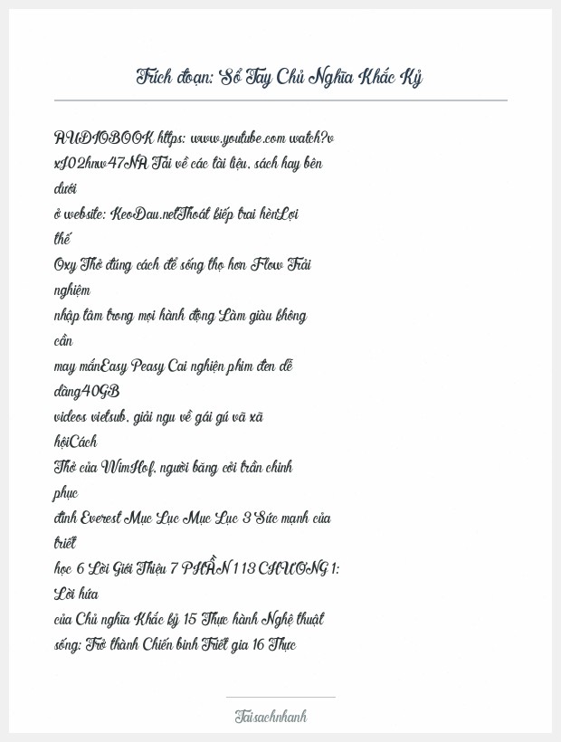 Trích đoạn Sổ Tay Chủ Nghĩa Khắc Kỷ