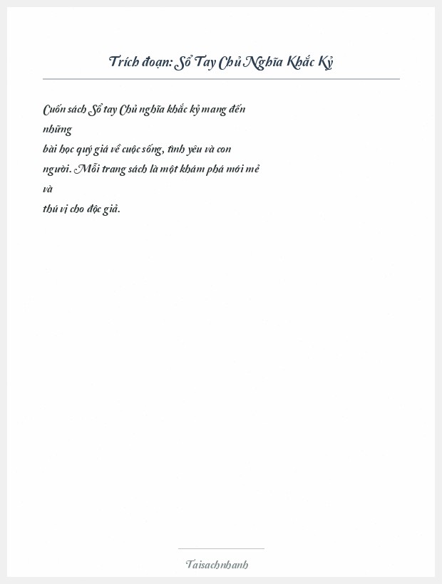 Trích đoạn Sổ Tay Chủ Nghĩa Khắc Kỷ