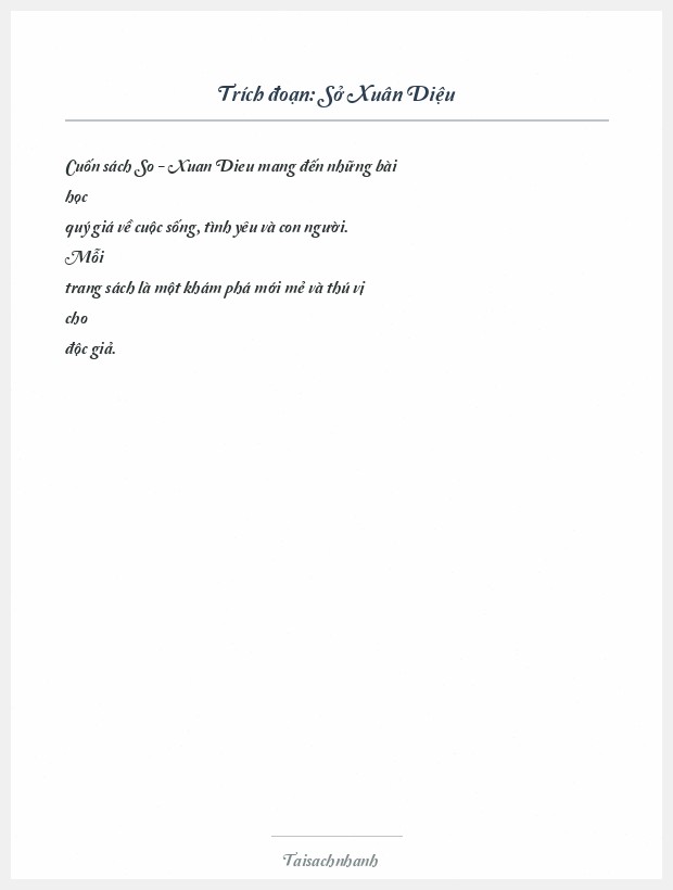Trích đoạn Sở Xuân Diệu