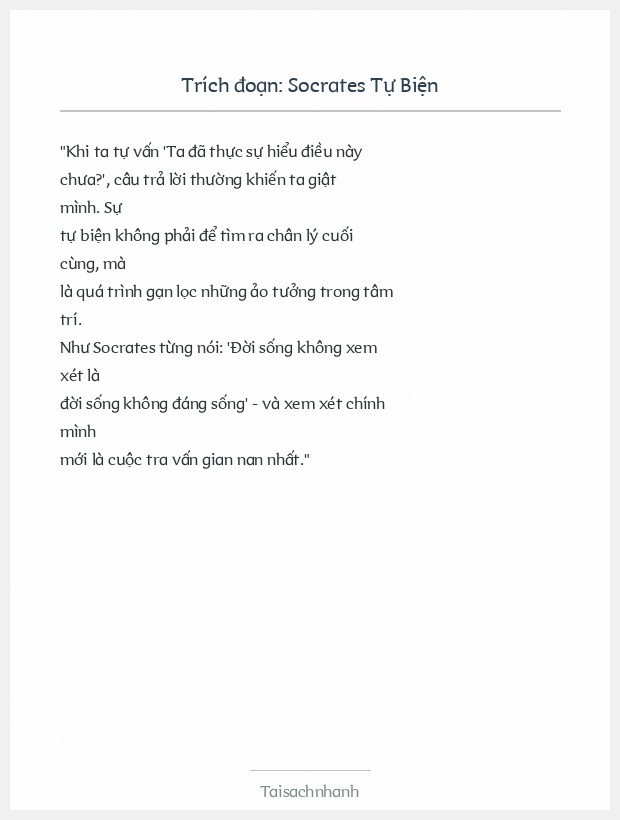 Trích đoạn Socrates Tự Biện