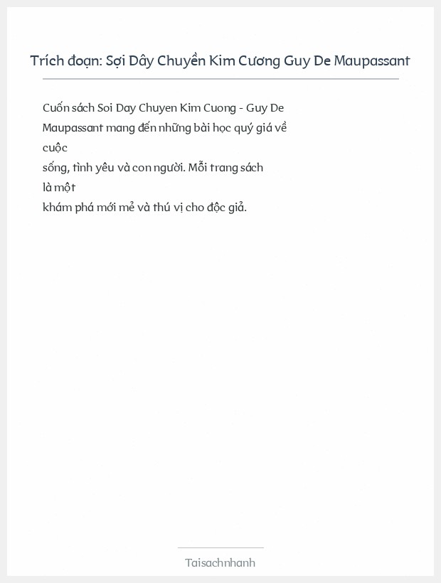 Trích đoạn Sợi Dây Chuyền Kim Cương Guy De Maupassant