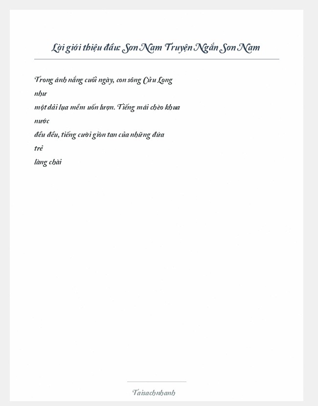 Trích đoạn Sơn Nam Truyện Ngắn Sơn Nam