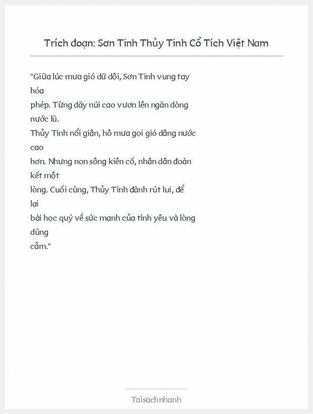 Trích đoạn Sơn Tinh Thủy Tinh Cổ Tích Việt Nam