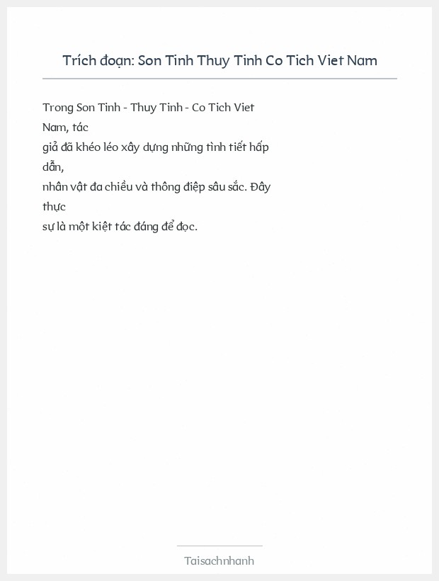 Trích đoạn Son Tinh Thuy Tinh Co Tich Viet Nam