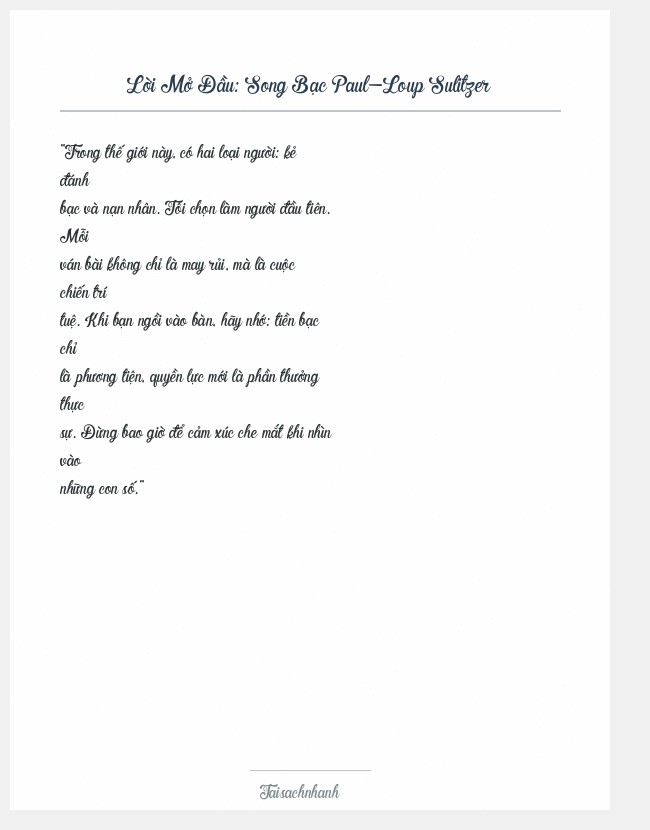 Trích đoạn Song Bạc Paul-Loup Sulitzer
