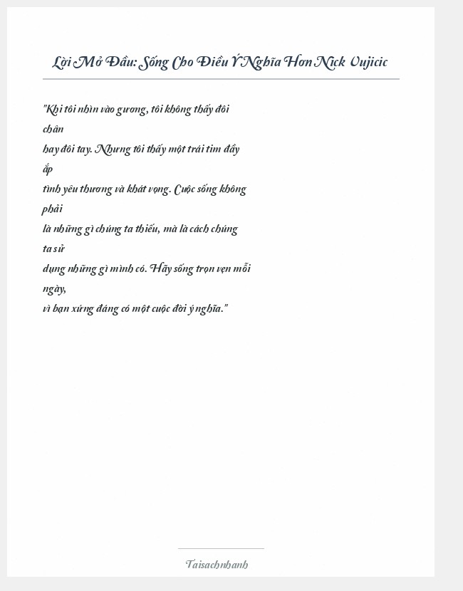 Trích đoạn Sống Cho Điều Ý Nghĩa Hơn Nick Vujicic