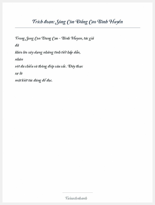 Trích đoạn Sóng Còn Đắng Cao Bình Huyền