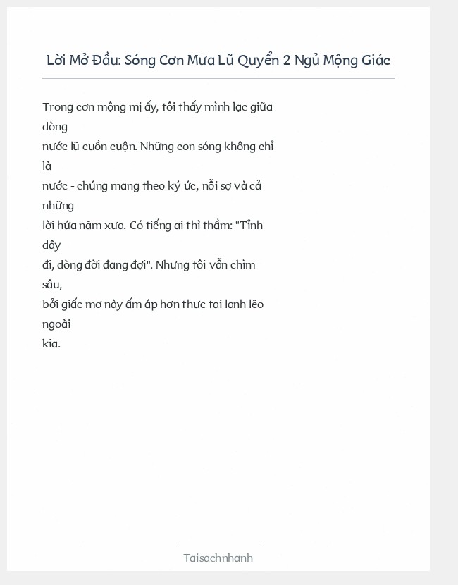Trích đoạn Sóng Cơn Mưa Lũ Quyển 2 Ngủ Mộng Giác