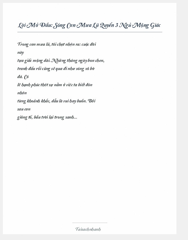 Trích đoạn Sóng Cơn Mưa Lũ Quyển 3 Ngủ Mộng Giác