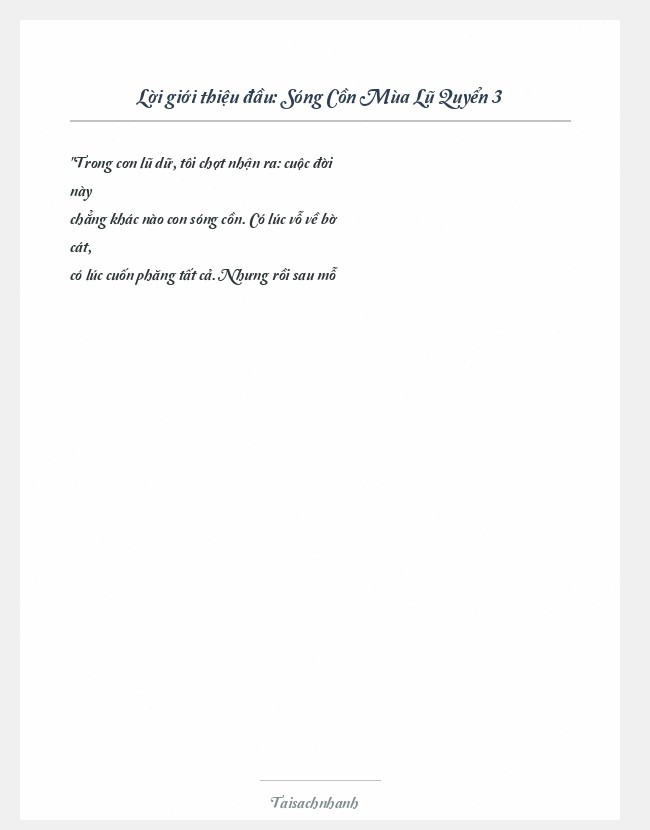 Trích đoạn Sóng Cồn Mùa Lũ Quyển 3