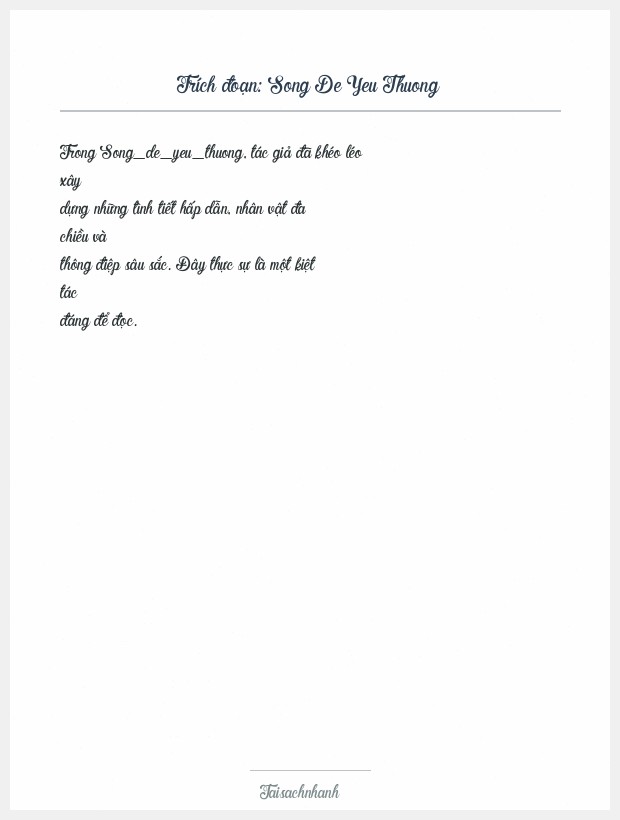 Trích đoạn Song De Yeu Thuong