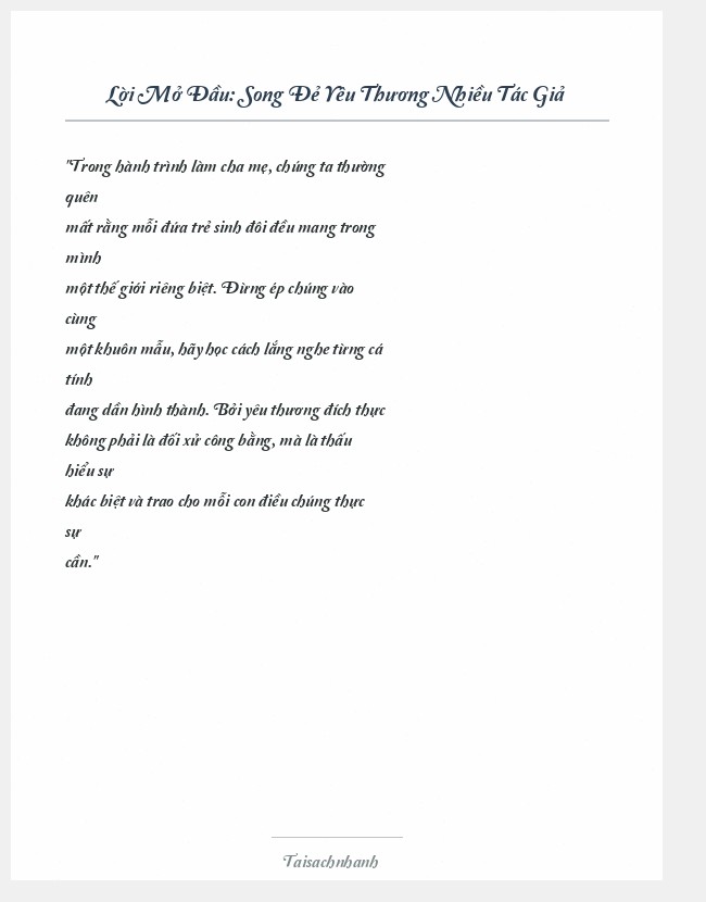 Trích đoạn Song Đẻ Yêu Thương Nhiều Tác Giả