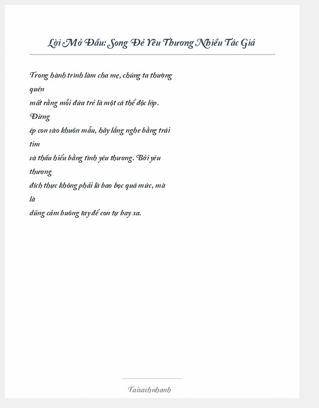 Trích đoạn Song Đẻ Yêu Thương Nhiều Tác Giả