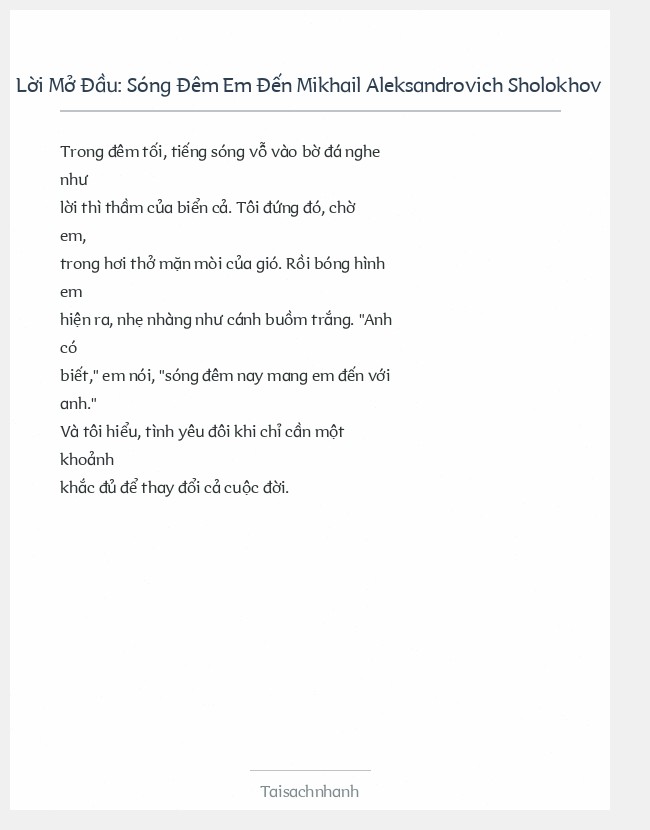 Trích đoạn Sóng Đêm Em Đến Mikhail Aleksandrovich Sholokhov