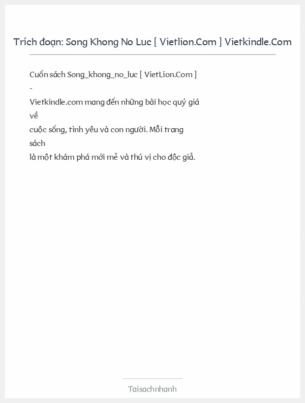 Trích đoạn Song Khong No Luc [ Vietlion.Com ] Vietkindle.Com
