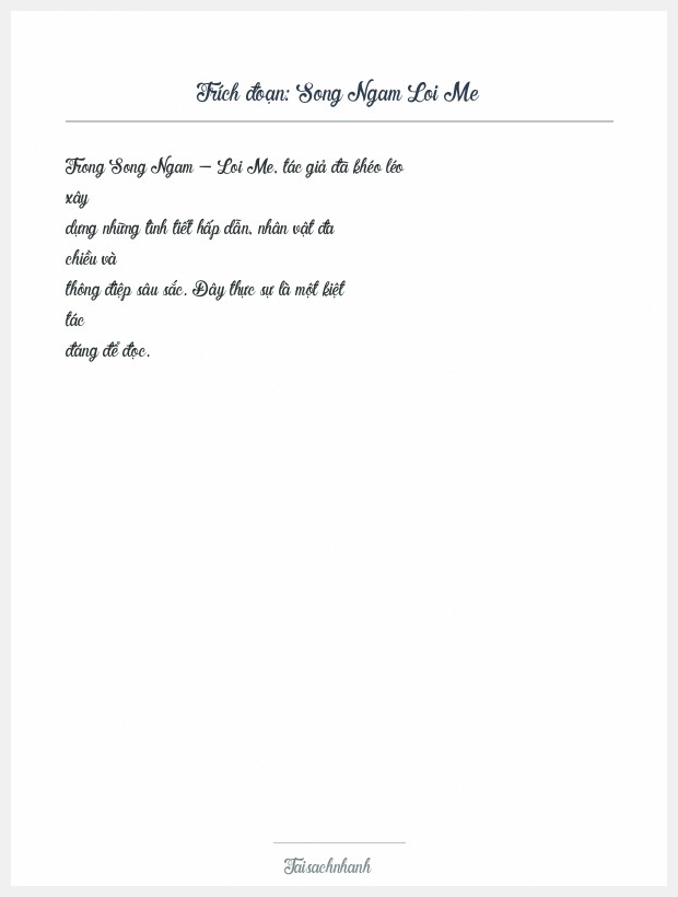Trích đoạn Song Ngam Loi Me