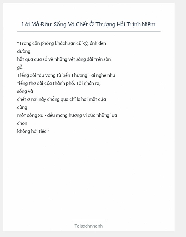 Trích đoạn Sống Và Chết Ở Thượng Hải Trịnh Niệm