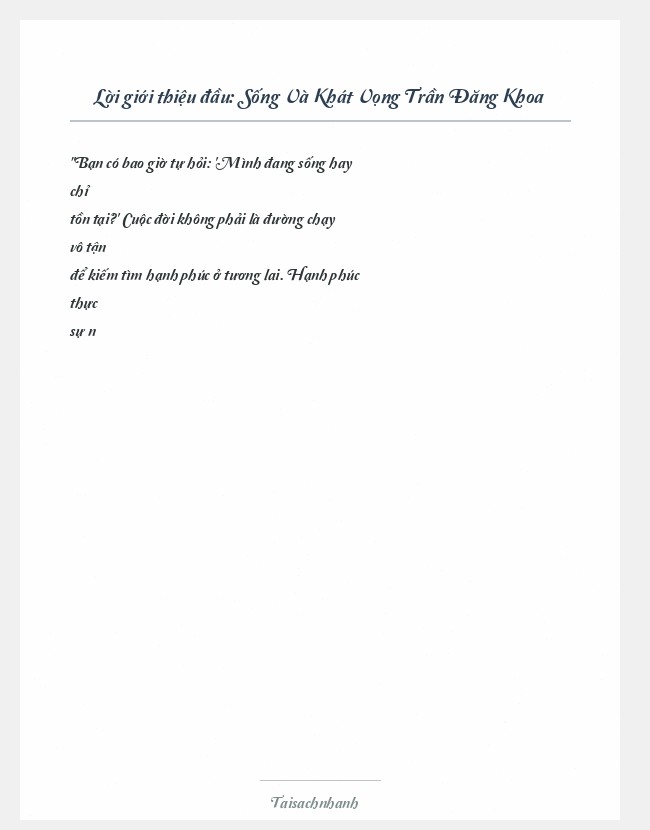 Trích đoạn Sống Và Khát Vọng Trần Đăng Khoa